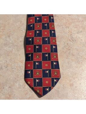 Tommy Hilfiger Tie Mens Flag Star Golf Clubs Red Blue Gold